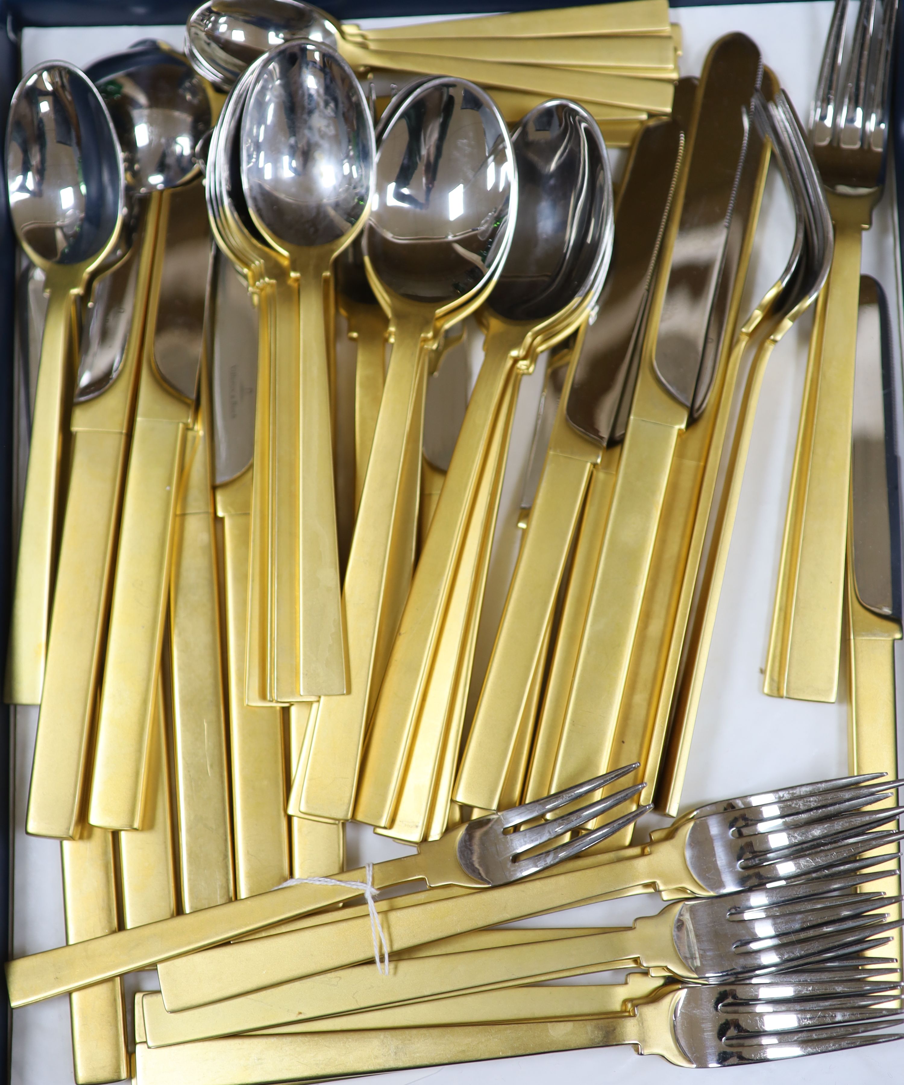 A part canteen of gilded steel Villeroy & Boch cutlery, comprising 50 items.